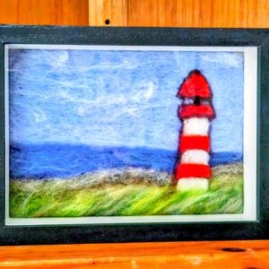 Lighthouse Felt Art in Black Frame
